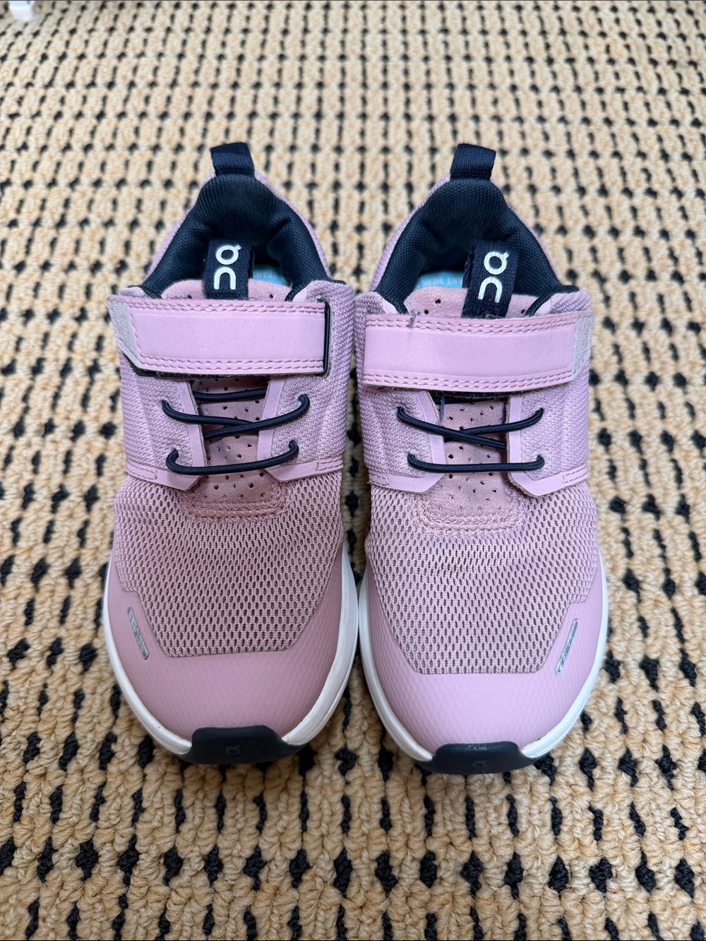 On kids size 12 Running Kids Pink and Navy Hook-and-Loop Sneakers